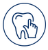 The image displays a stylized blue circular logo with a white graphic element resembling a hand or paw, set against a dark background.